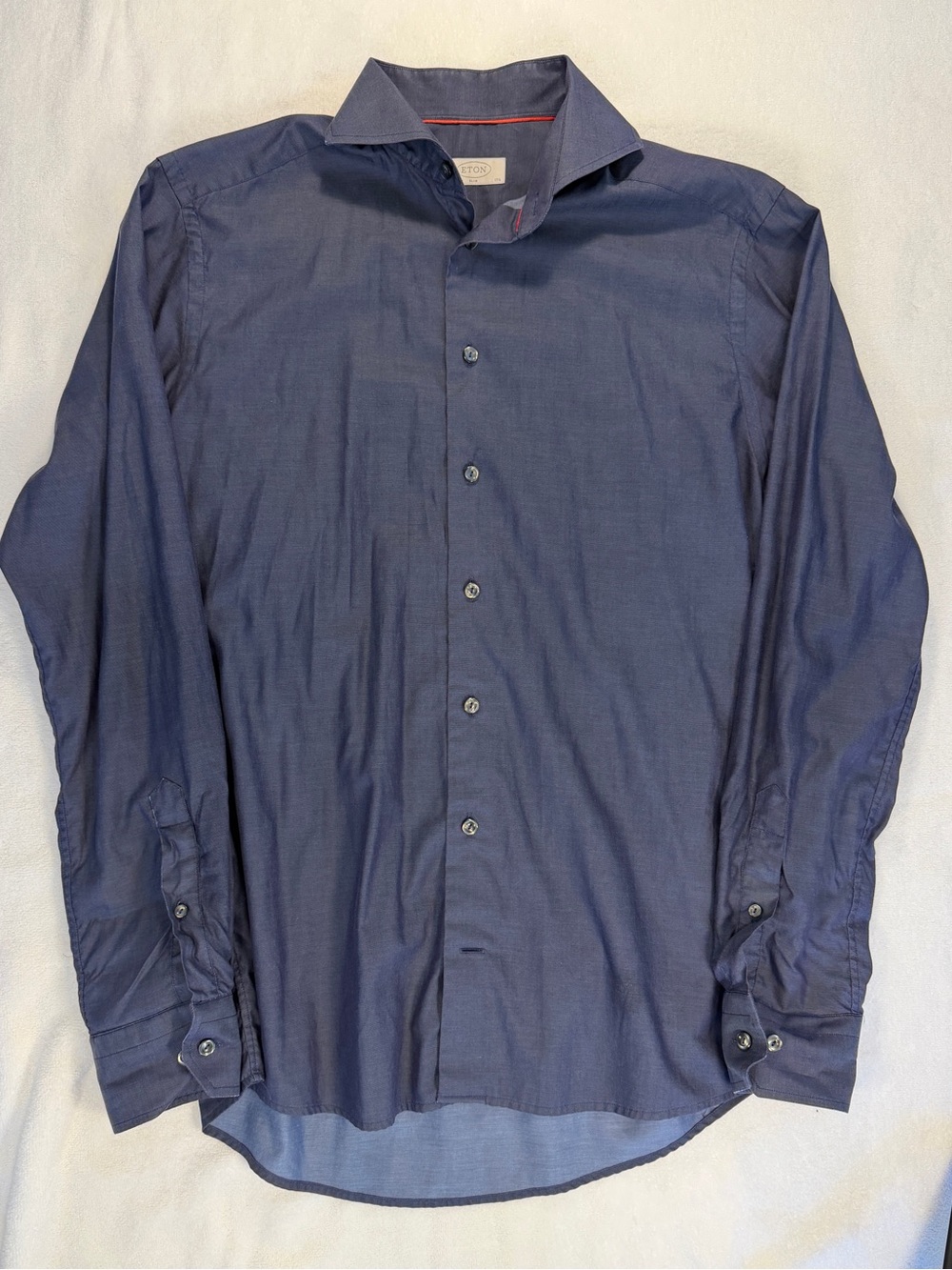 Eton Sweden Slim Fit Blue Dress Shirt Mens 15.5 39 Luxury Cotton Business